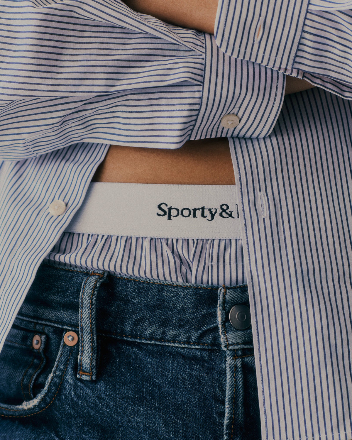 Sporty & Rich Yankees Serif Boxer Short - Navy Striped