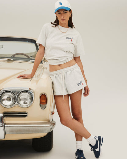 Sporty & Rich Dodgers Serif Disco Short - Heather Gray/Navy