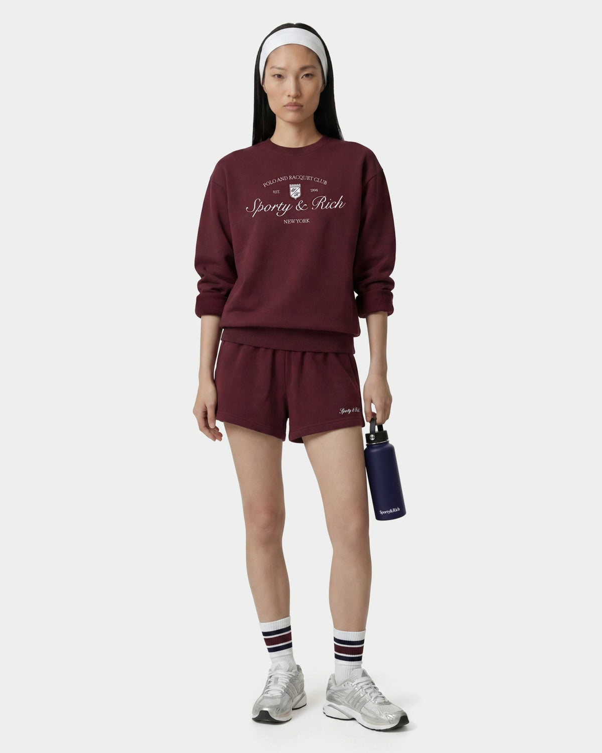 Sporty & Rich Syracuse Embroidered Disco Short - Bordeaux/White