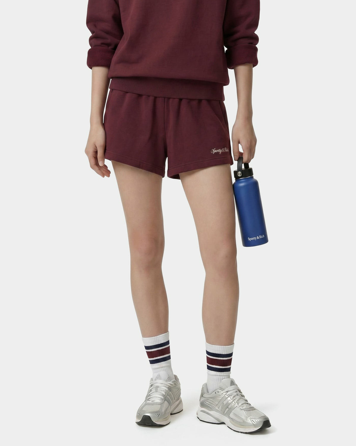 Sporty & Rich Syracuse Embroidered Disco Short - Bordeaux/White