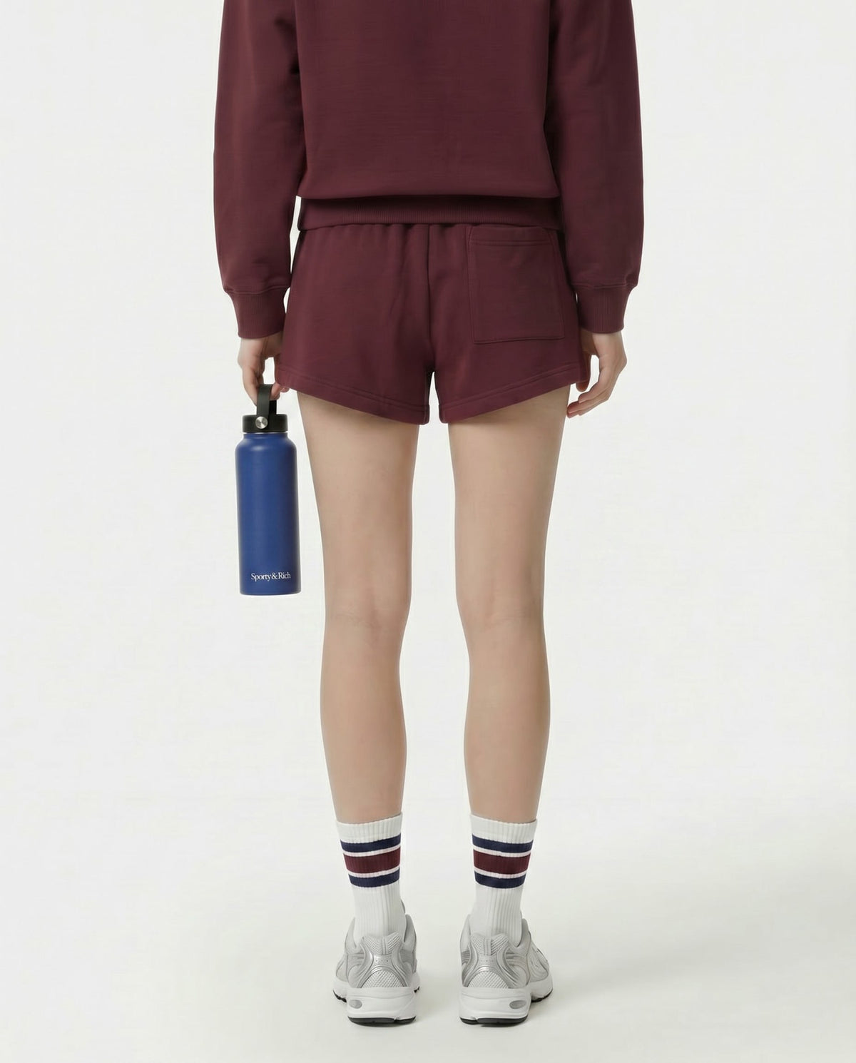 Sporty & Rich Syracuse Embroidered Disco Short - Bordeaux/White