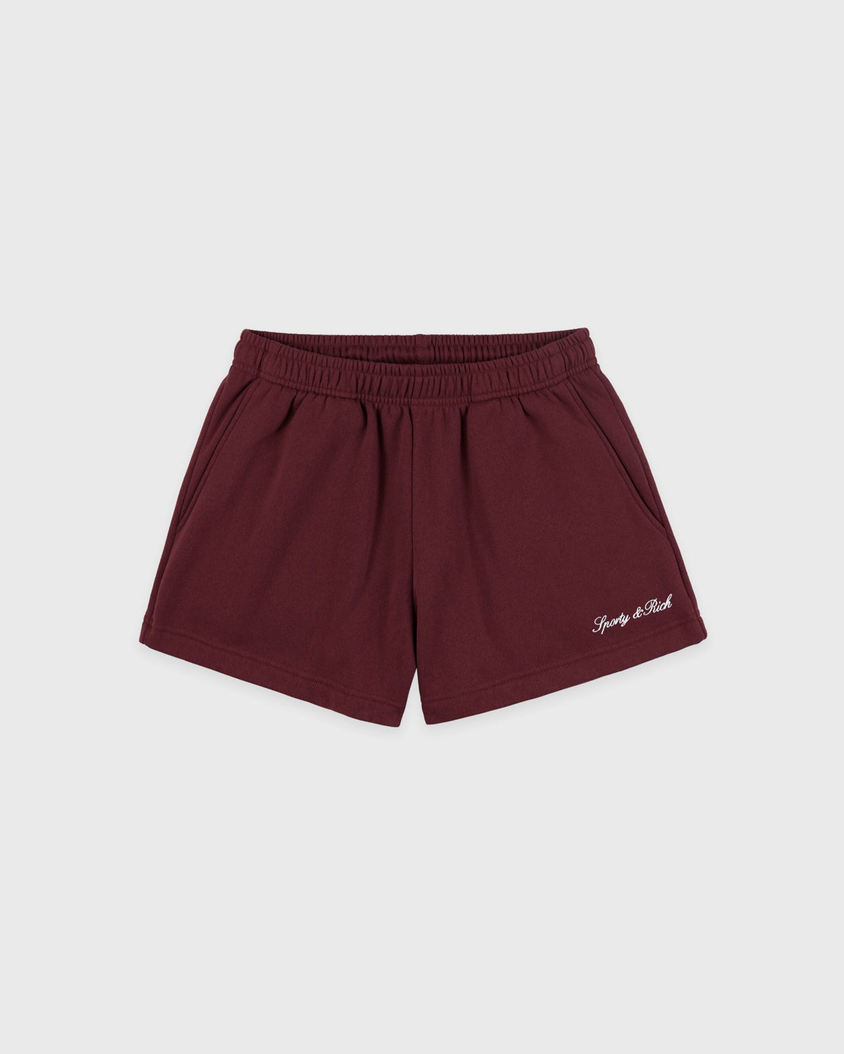 Sporty & Rich Syracuse Embroidered Disco Short - Bordeaux/White