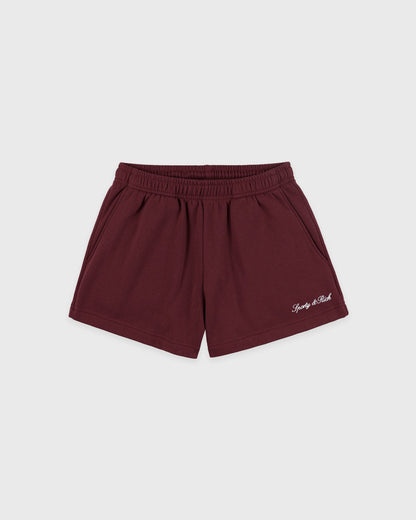 Sporty & Rich Syracuse Embroidered Disco Short - Bordeaux/White