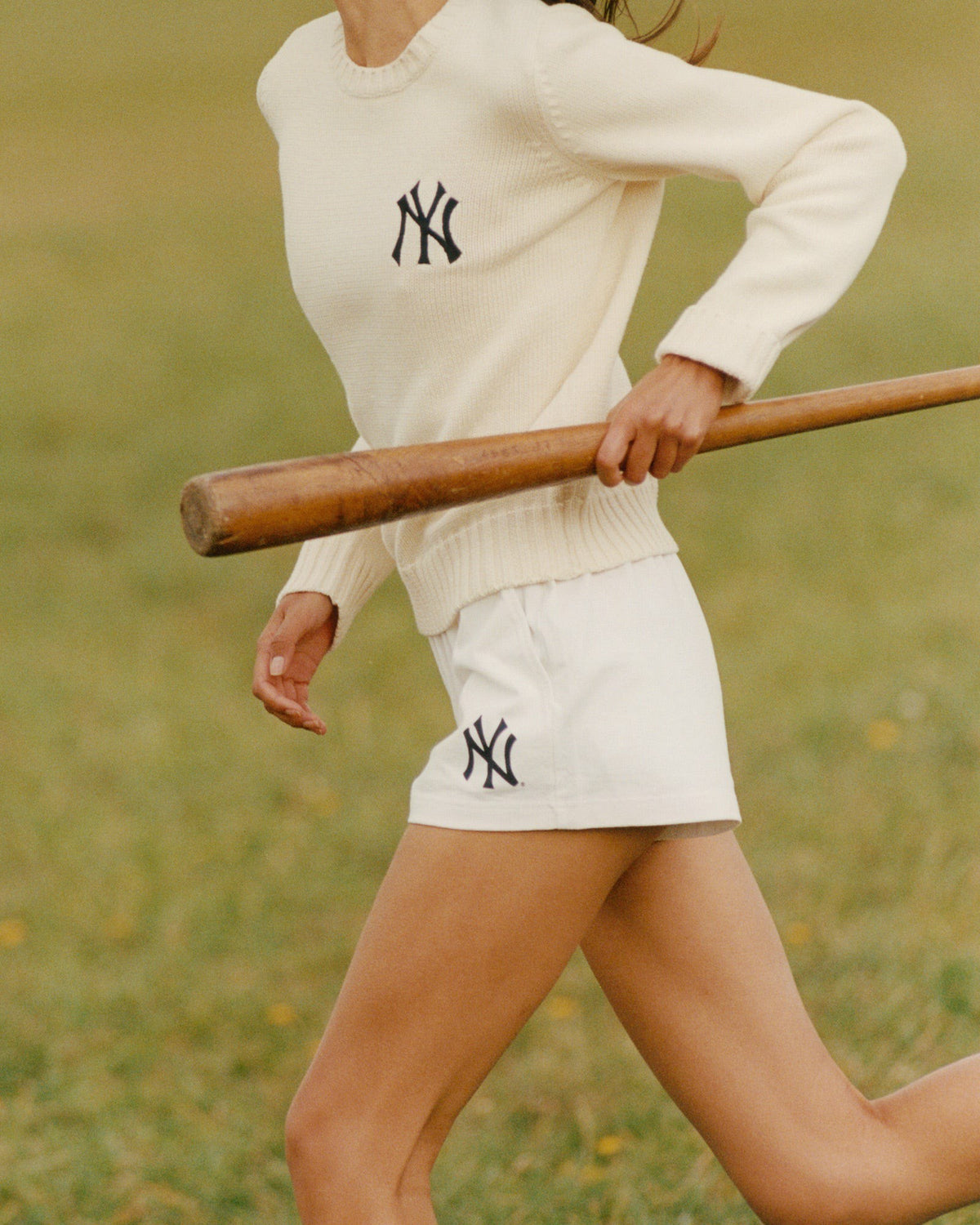 Sporty & Rich Heritage Yankees Serif Disco Short - White/Navy