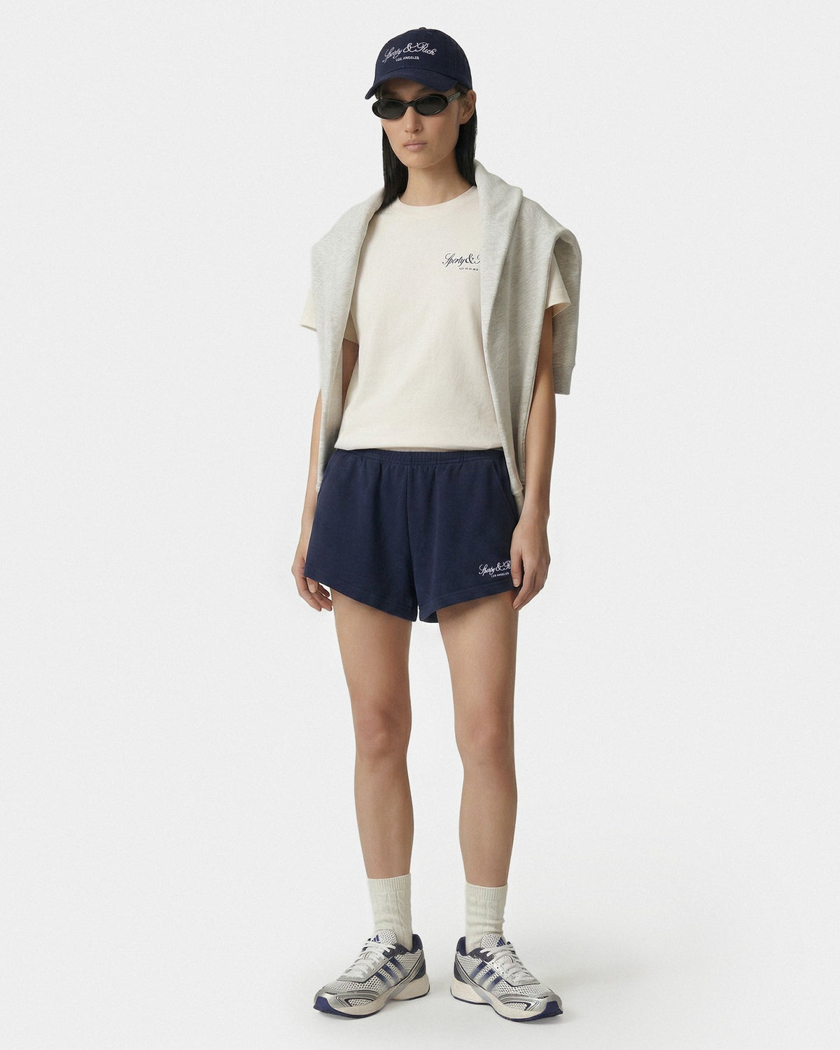 Sporty & Rich Vendome LA Embroidered Disco Short - Navy/White
