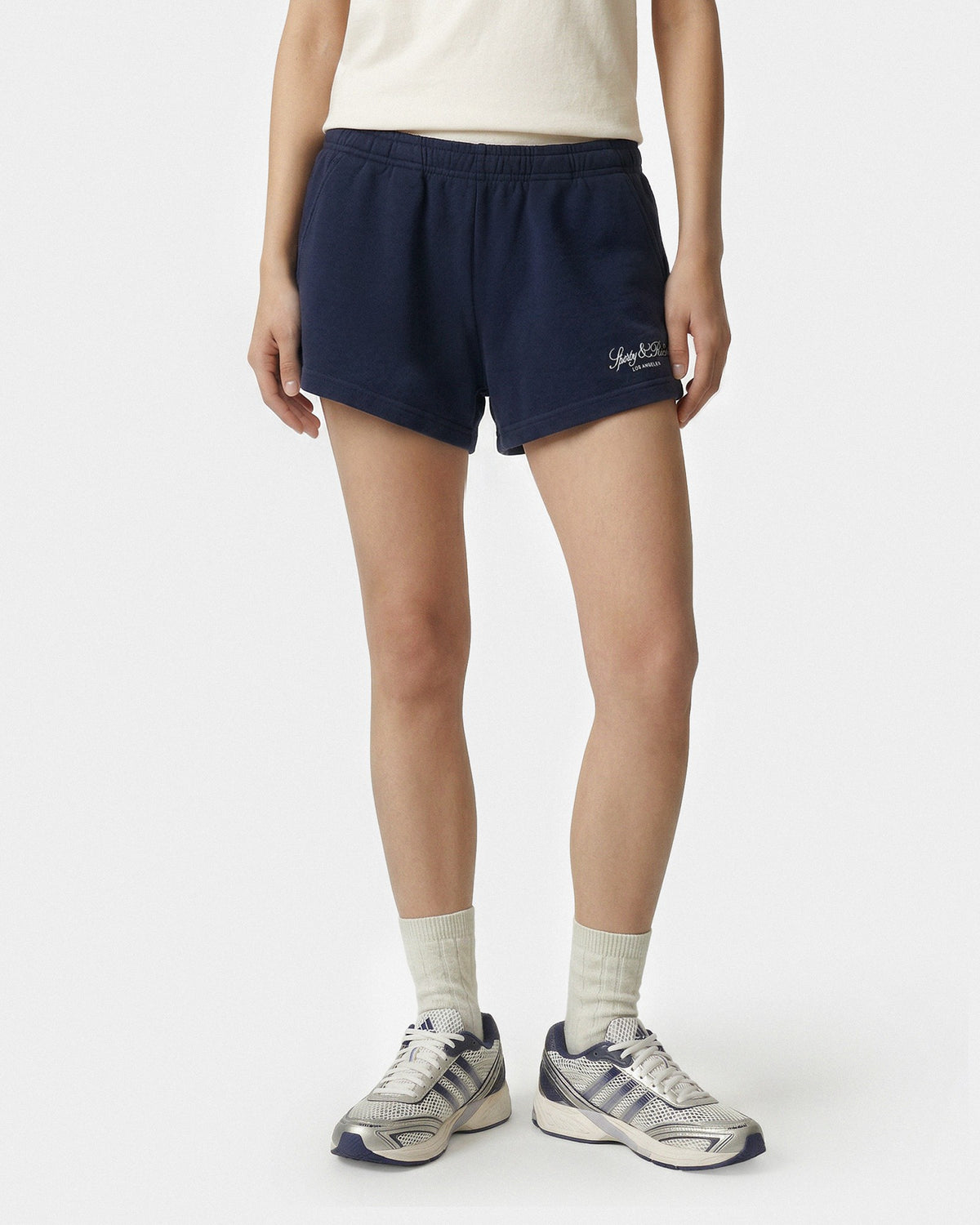 Sporty & Rich Vendome LA Embroidered Disco Short - Navy/White