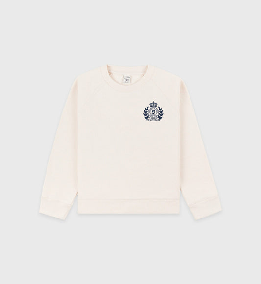 Sporty & Rich H&W Crest Kids Crewneck - Cream/Navy
