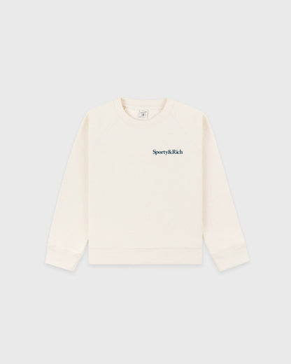 Sporty & Rich Eat More Veggies Kids Crewneck - Cream/Navy