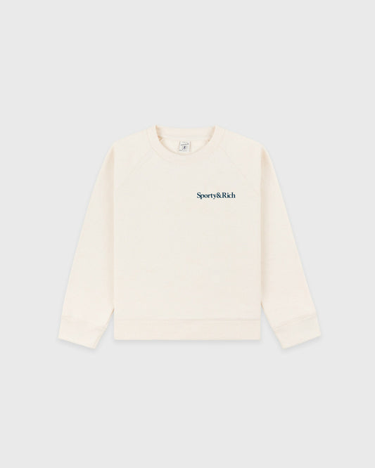 Sporty & Rich Eat More Veggies Kids Crewneck - Cream/Navy