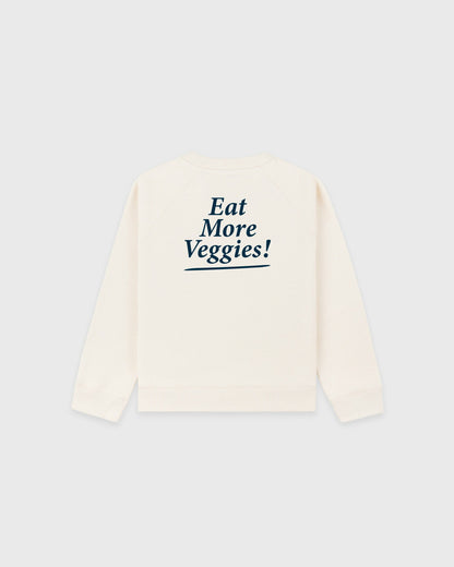 Sporty & Rich Eat More Veggies Kids Crewneck - Cream/Navy