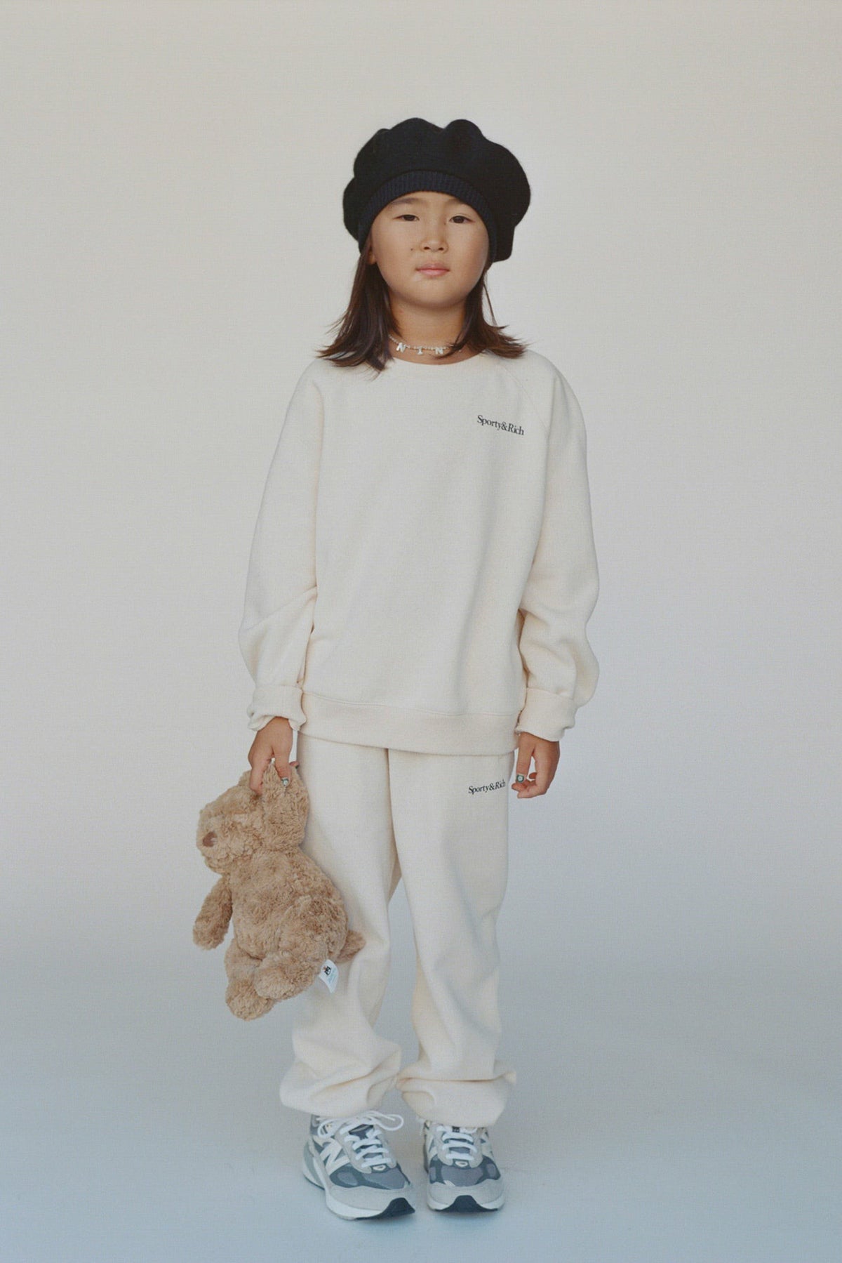 Sporty & Rich Eat More Veggies Kids Crewneck - Cream/Navy