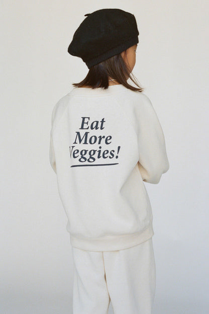 Sporty & Rich Eat More Veggies Kids Crewneck - Cream/Navy