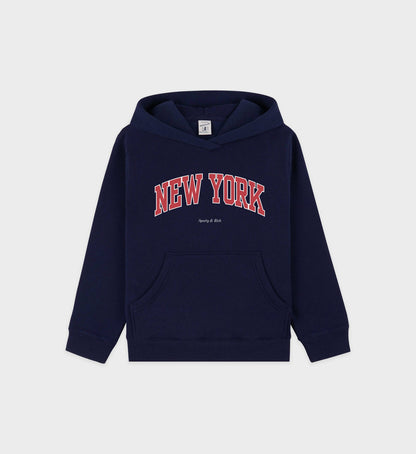 Sporty & Rich New York Ivy Kids Hoodie - Navy/Ruby