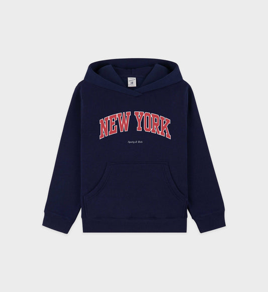 Sporty & Rich New York Ivy Kids Hoodie - Navy/Ruby
