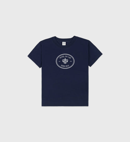 Sporty & Rich Eden Crest Kids T Shirt - Navy/White