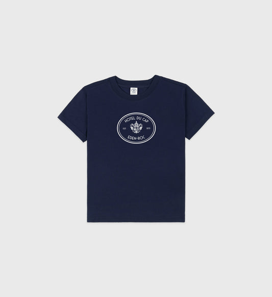 Sporty & Rich Eden Crest Kids T Shirt - Navy/White