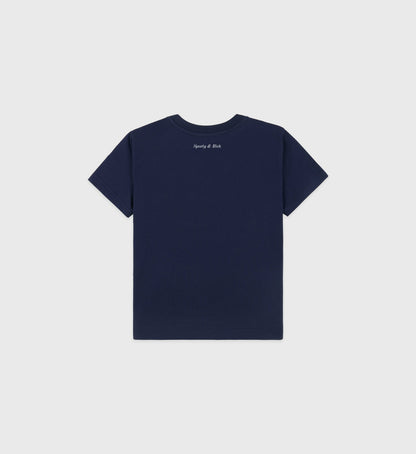 Sporty & Rich Eden Crest Kids T Shirt - Navy/White