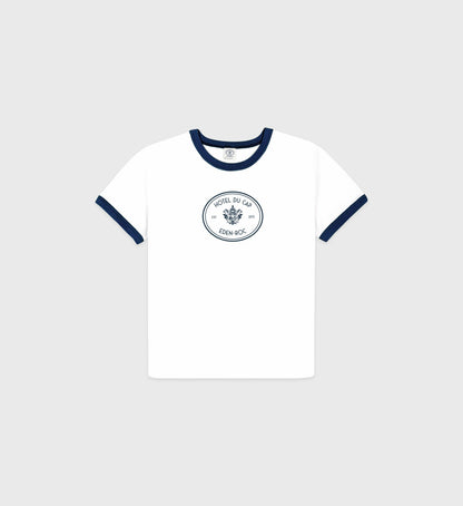 Sporty & Rich Eden Crest Kids Ringer Tee - White/Navy