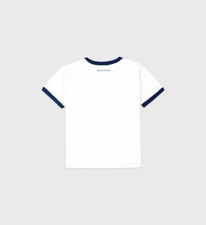 Sporty & Rich Eden Crest Kids Ringer Tee - White/Navy