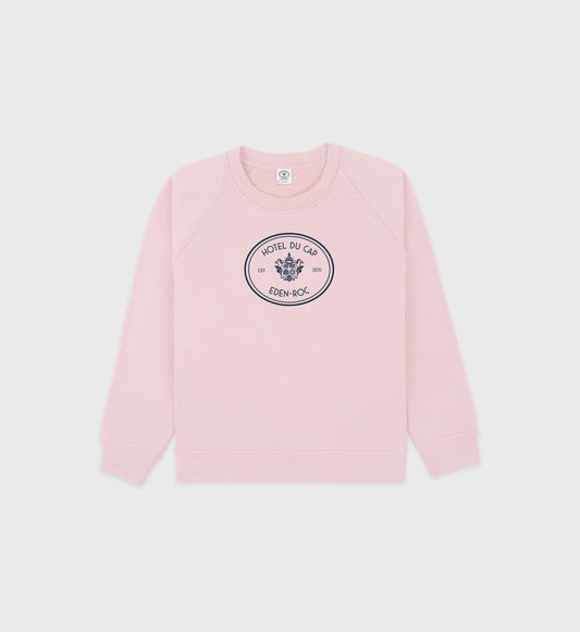 Sporty & Rich Eden Crest Kids Creweneck - Pink Dolphin/Navy