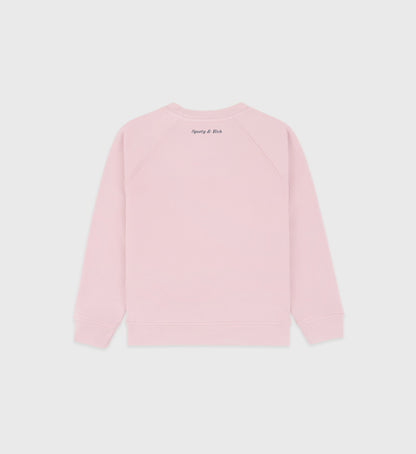 Sporty & Rich Eden Crest Kids Creweneck - Pink Dolphin/Navy