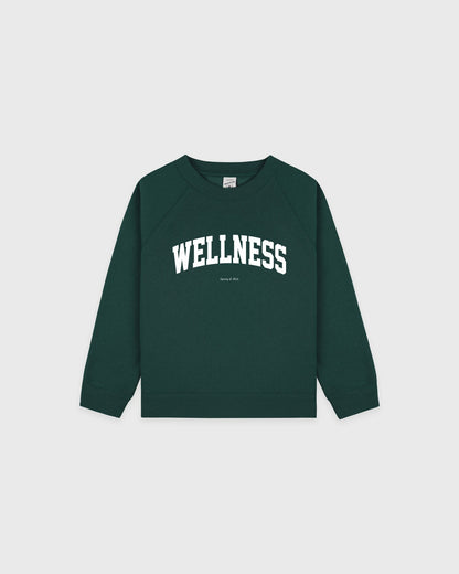 Sporty & Rich Wellness Ivy Kids Crewneck - Forest/White