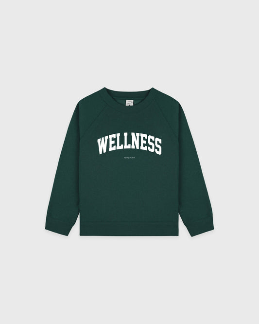 Sporty & Rich Wellness Ivy Kids Crewneck - Forest/White