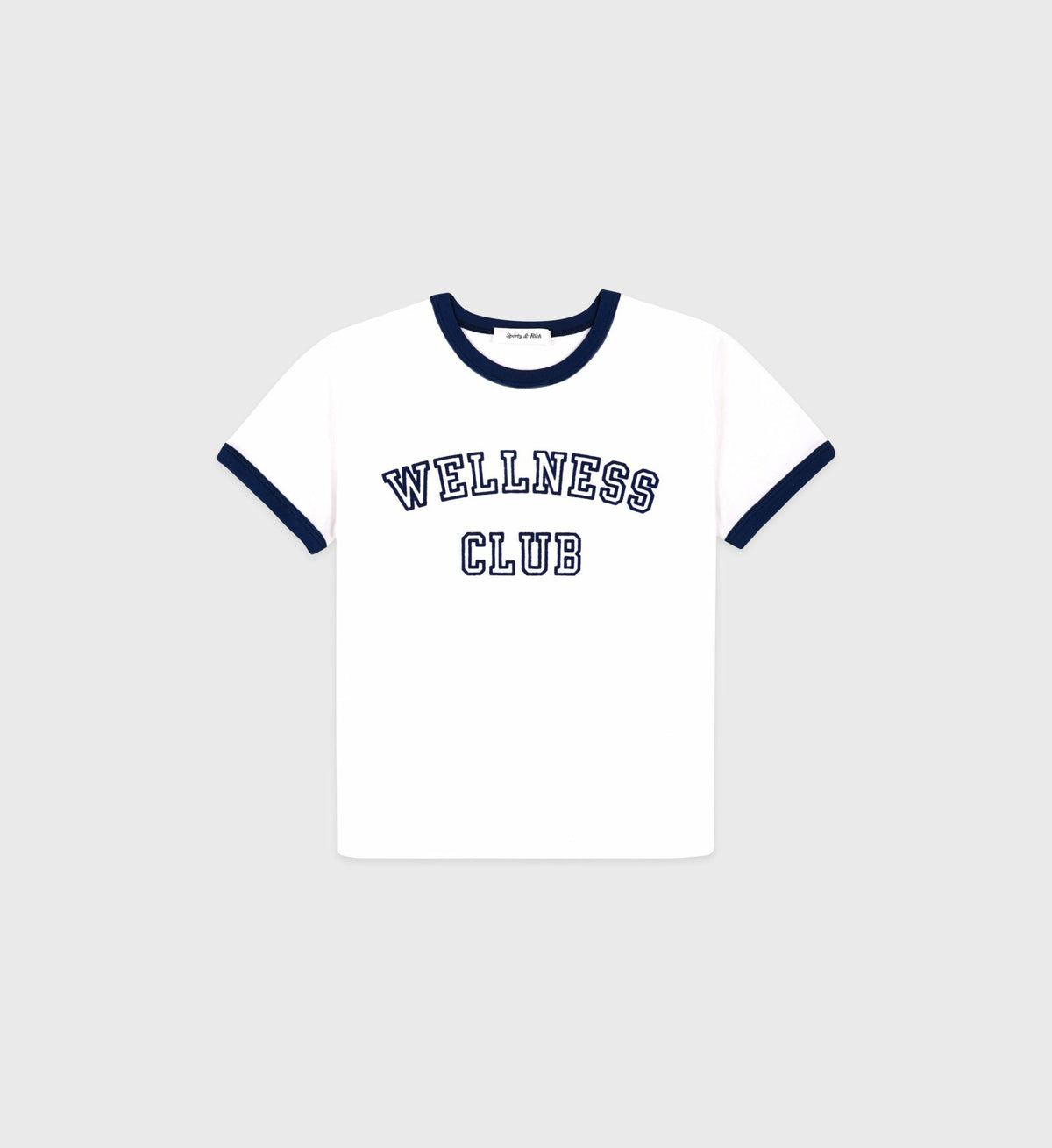 Sporty & Rich Wellness Club Flocked Kids Ringer Tee - White/Navy