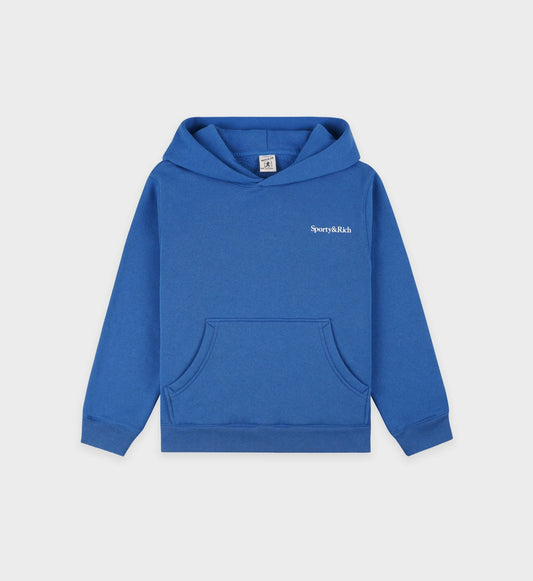 Sporty & Rich Serif Logo Kids Hoodie - Paris Blue