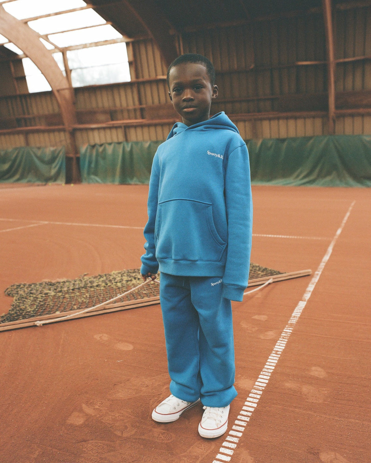 Sporty & Rich Serif Logo Kids Sweatpant - Paris Blue/White