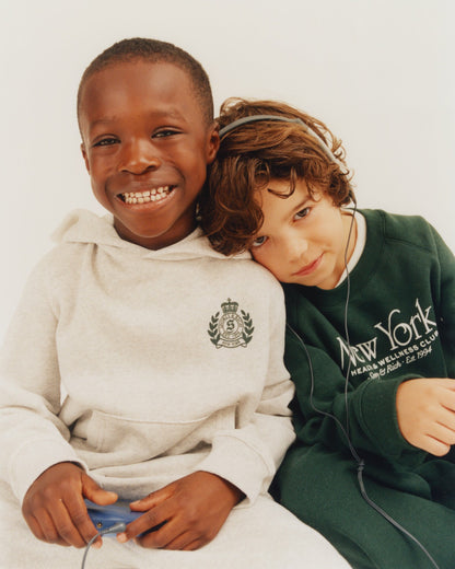 Sporty & Rich H&W Crest Kids Hoodie - Heather Gray/Forest