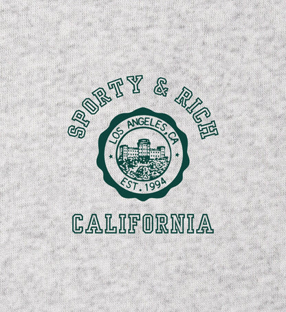 Sporty & Rich H&W Crest Kids Hoodie - Heather Gray/Forest