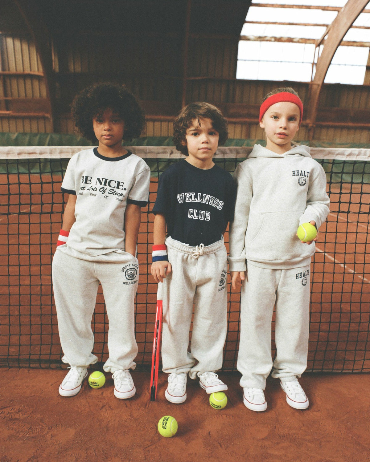 Sporty & Rich Emblem Kids Sweatpant - Heather Gray/Navy