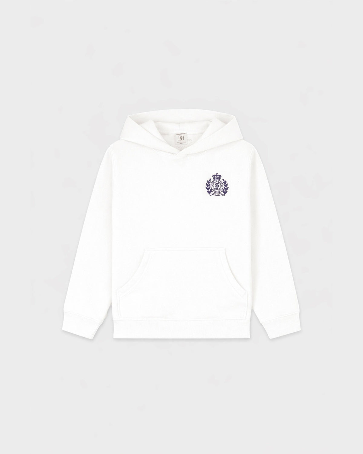 Sporty & Rich NY Crest Kids Hoodie - White/Light Navy